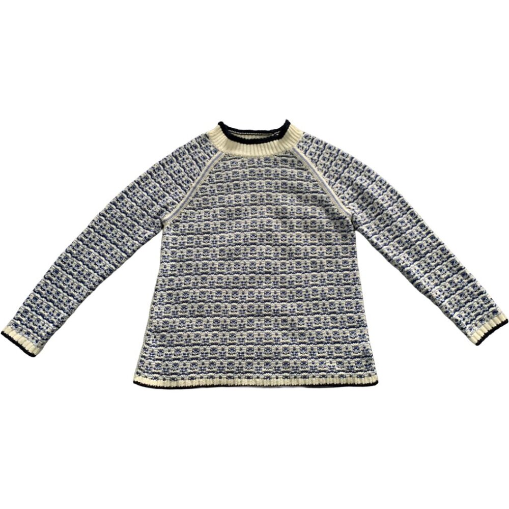 TALBOTS Womens' Blue & White Textured Stripe Mockneck Sweater Size L - Picture 5 of 9